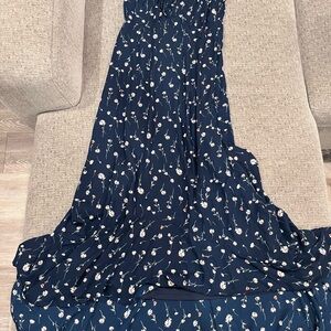 Floral Navy Blue Maxi Skirt